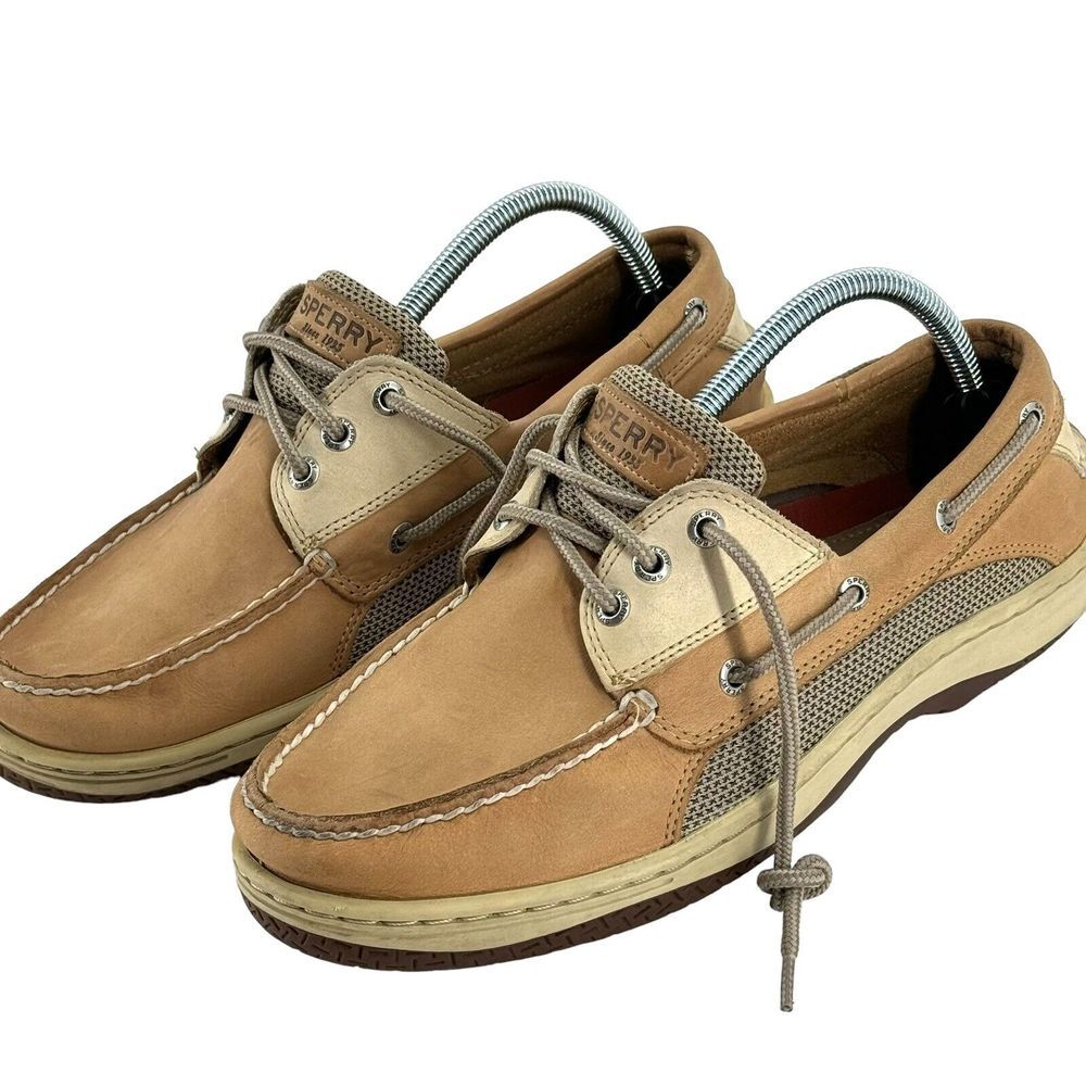 Sperry Top-Sider 3 Eye Leather Boat Shoes Men's US 8.5 W Tan Casual 0799023